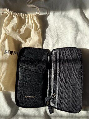 Brand New Flying Solo Passport Holder from Poppy Barley in Black Pebble Leather